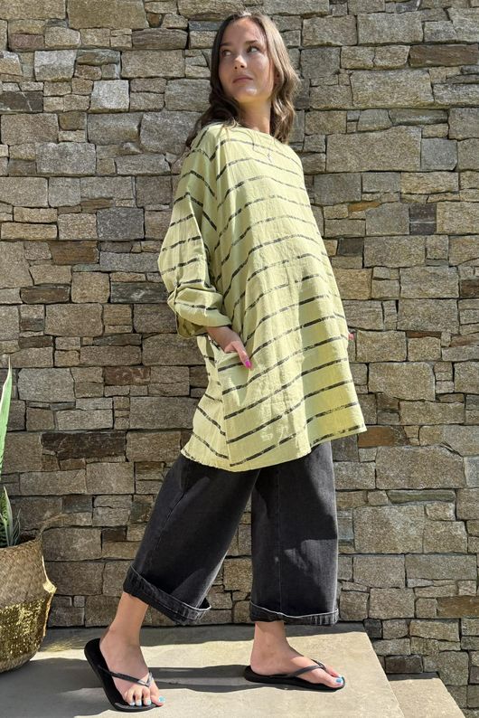 Porto Button Back Breton Tunic Soft Olive /40=